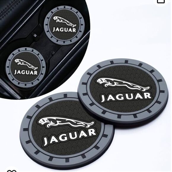 Jaguar car cup Coasters in black and gray. Set of 2 NWT - Picture 2 of 7